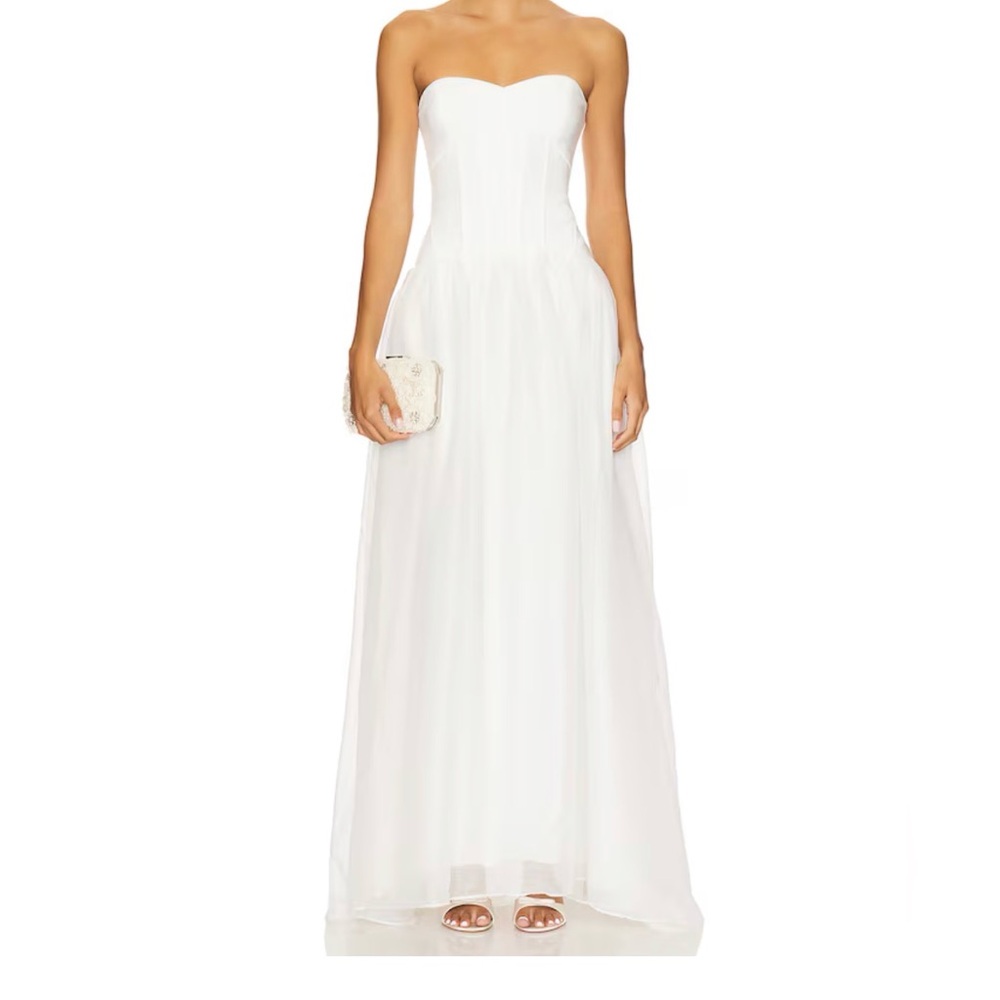 Elliatt White Strapless Sweetheart Maxi Dress from Revolve